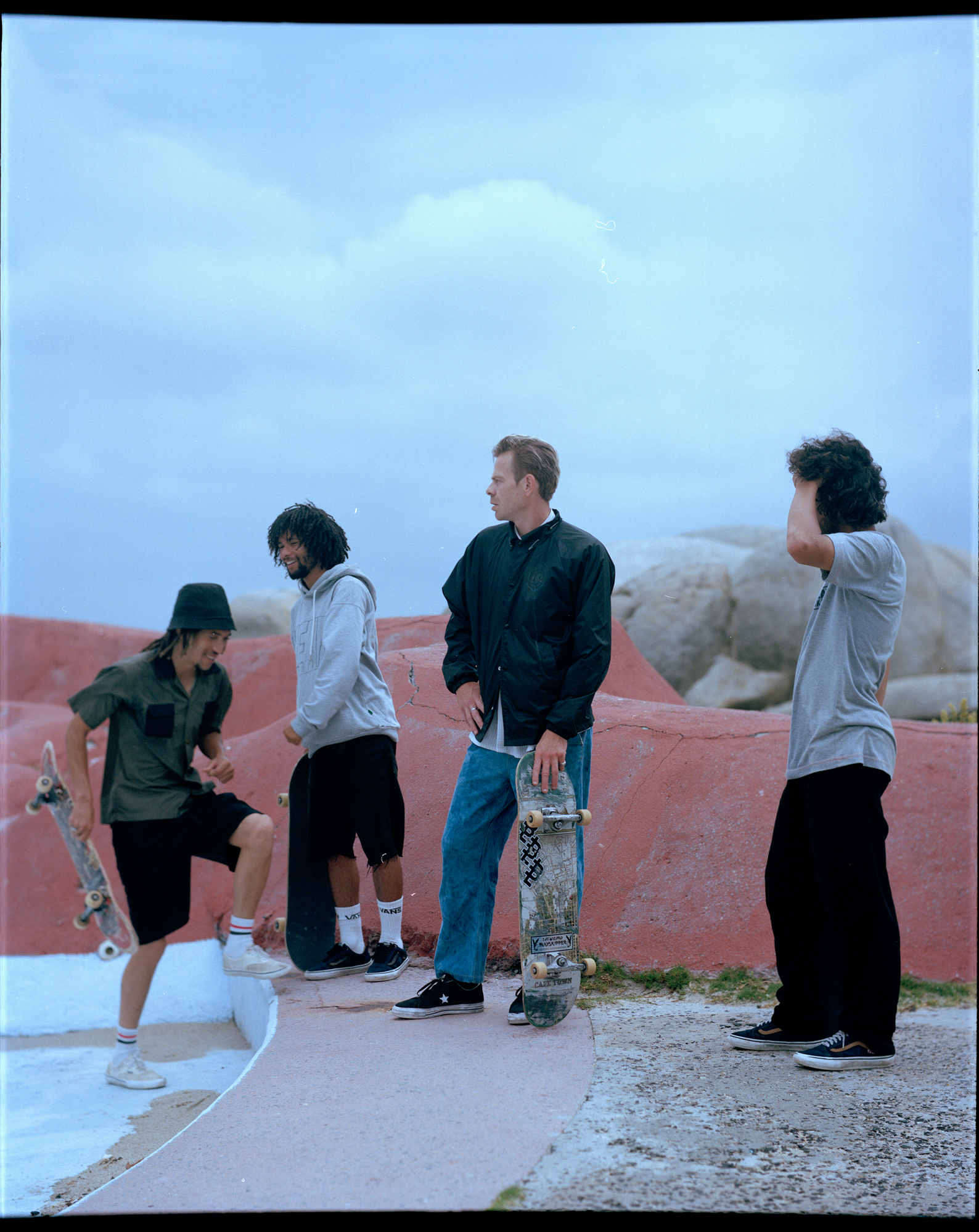 South African skateboarders; Yann Horoblitz, Chenai Gwandure, Joubert Van Staden, Justus Kotze, Alex Williams, Ethan Cairns, Zion Caswell, Iviwe Yekani, Joshua Chisholm, Charl Jensel, Dennis Collins.